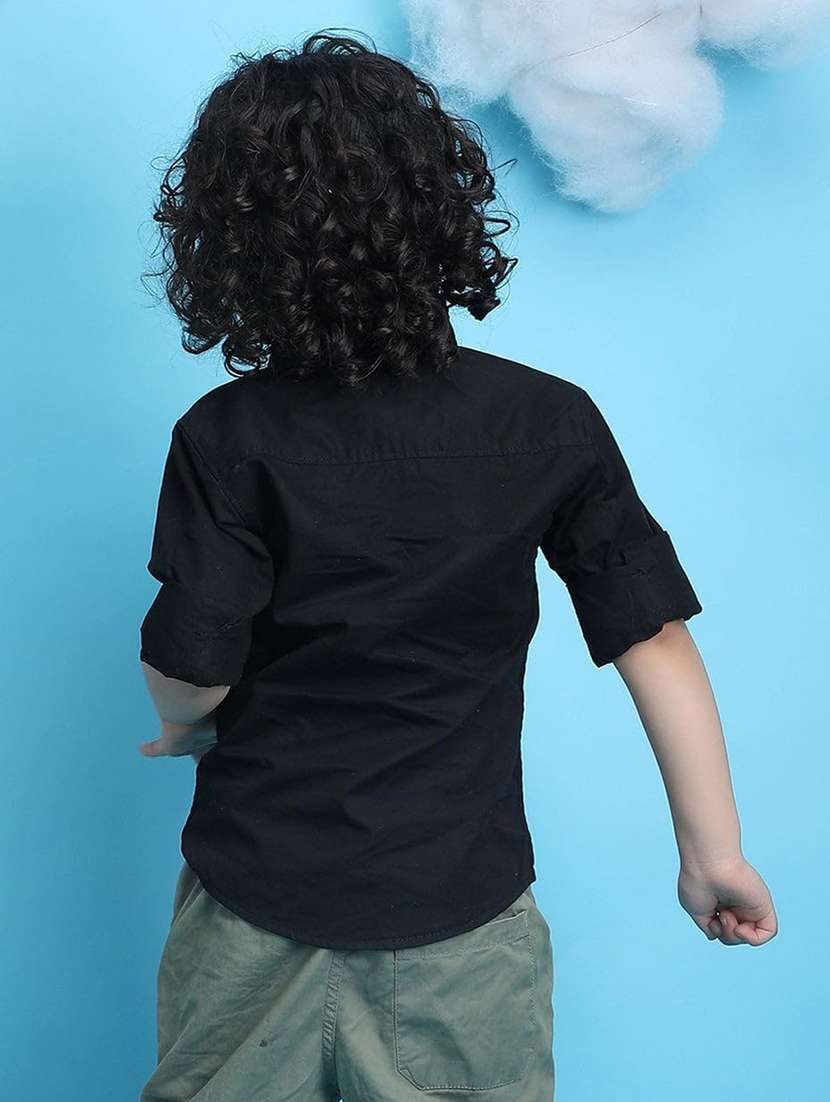 kids black solid long sleeve shirt - 21948367 - Standard Image - 3
