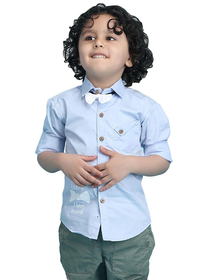 kids light blue solid long sleeve shirt - 21948368 -  Zoom Image - 0