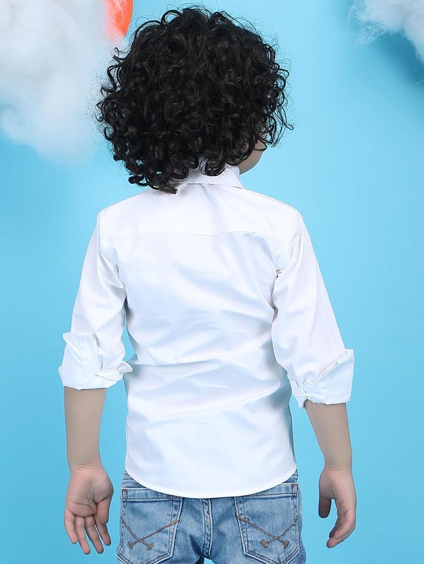 kids white solid long sleeve shirt - 21948369 - Standard Image - 3