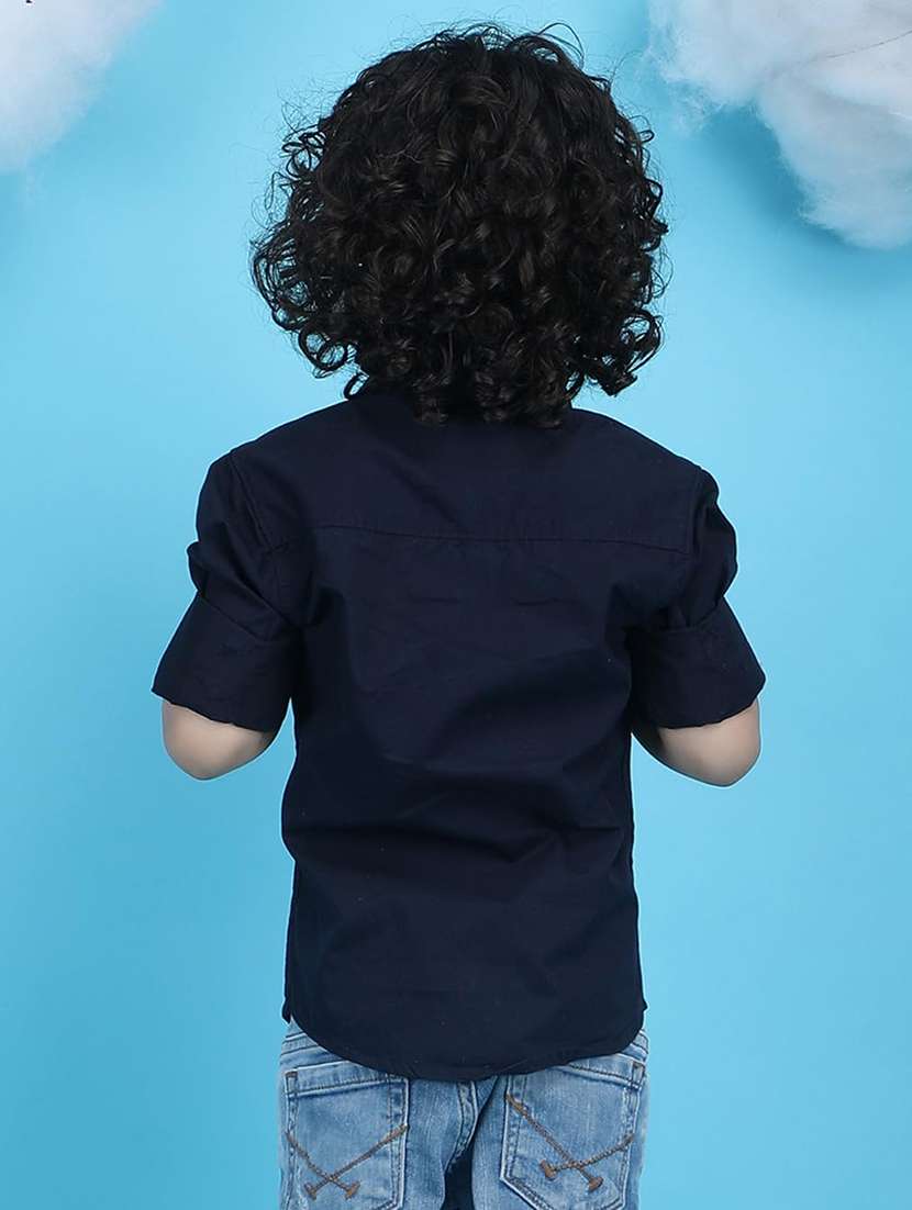 kids navy blue printed long sleeve shirt - 21948370 - Standard Image - 3