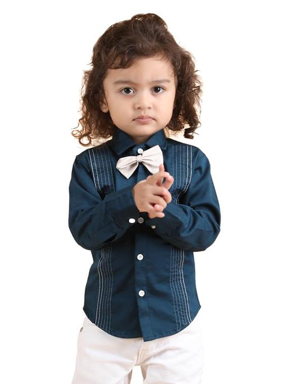 kids teal solid long sleeve shirt - 21948372 - Zoom Image - 0