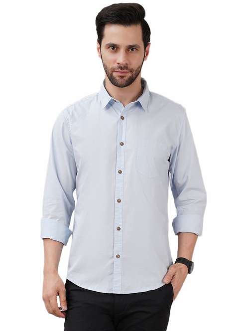 men solid long sleeve regular fit casual shirt - 21948375 - Standard Image - 0