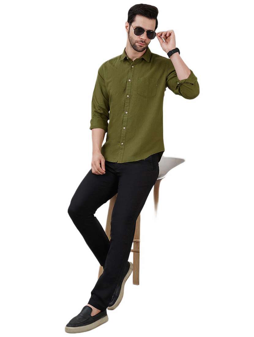 men solid long sleeve regular fit casual shirt - 21948380 -  Standard Image - 3