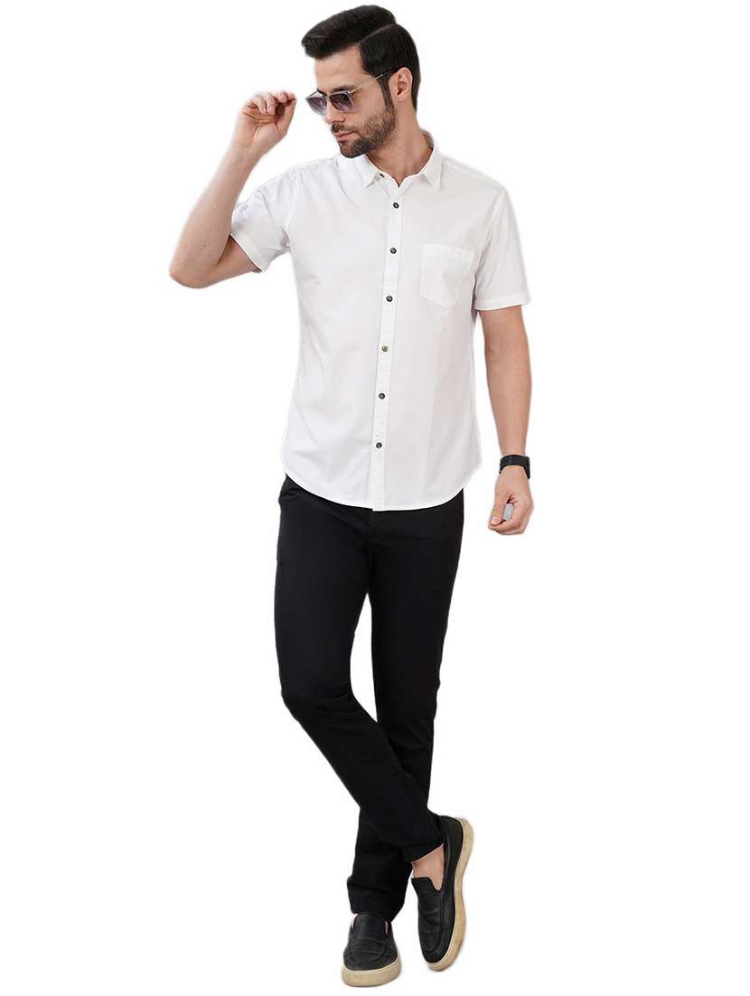 men solid short sleeve regular fit casual shirt - 21948382 - Standard Image - 3