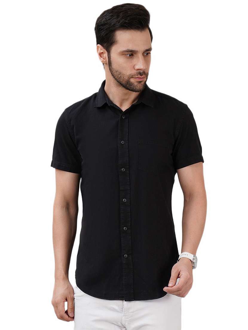 men solid short sleeve regular fit casual shirt