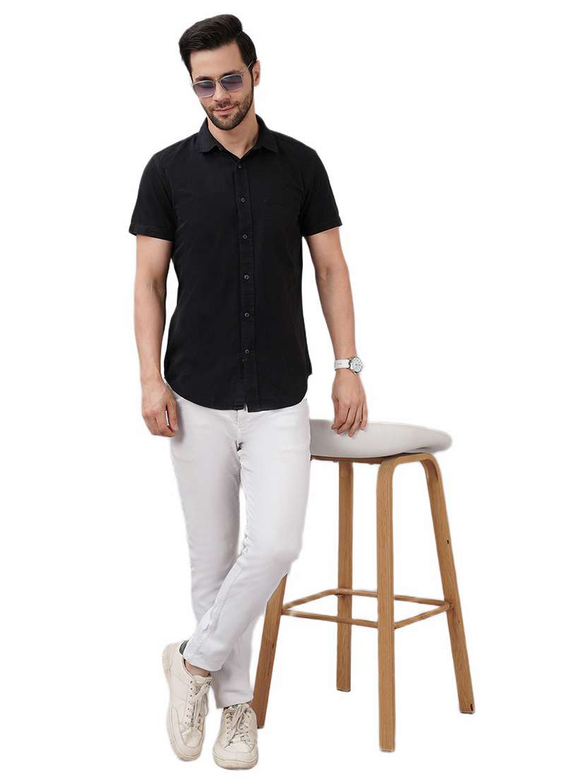men solid short sleeve regular fit casual shirt - 21948383 -  Standard Image - 3