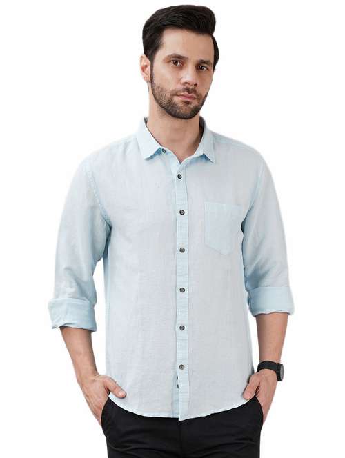 men solid long sleeve regular fit casual shirt - 21948397 - Standard Image - 0
