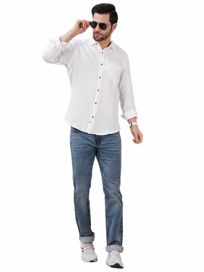 men solid long sleeve regular fit casual shirt - 21948399 - Standard Image - 3
