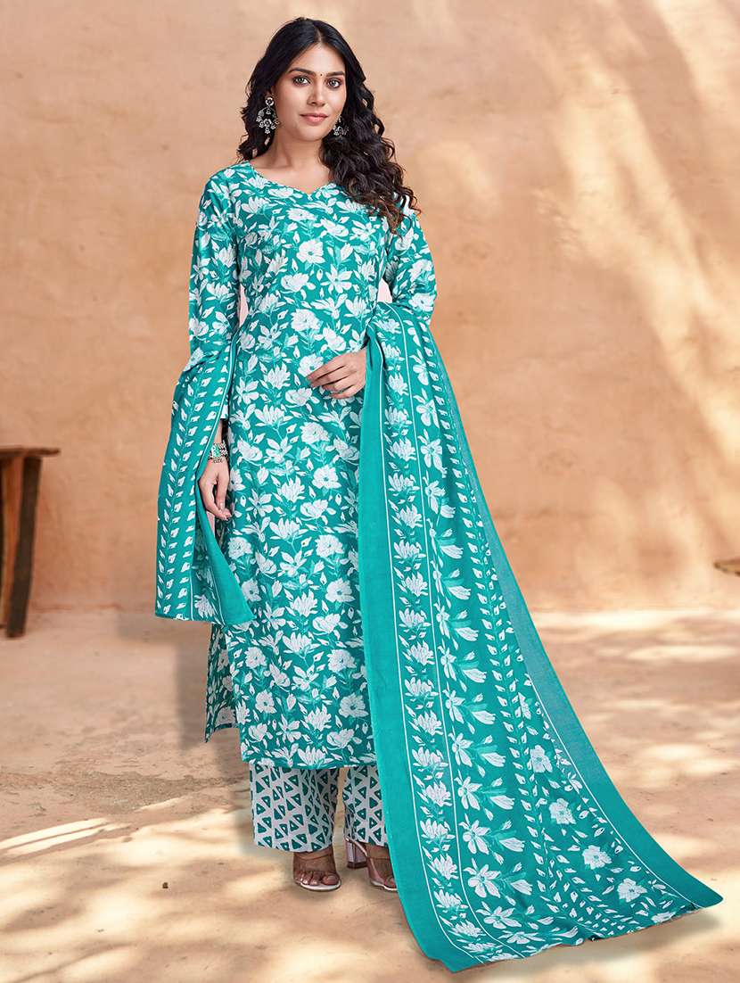 women three quarter sleeve kurta palazzo with dupatta set - 21948534 - Zoom Image - 0