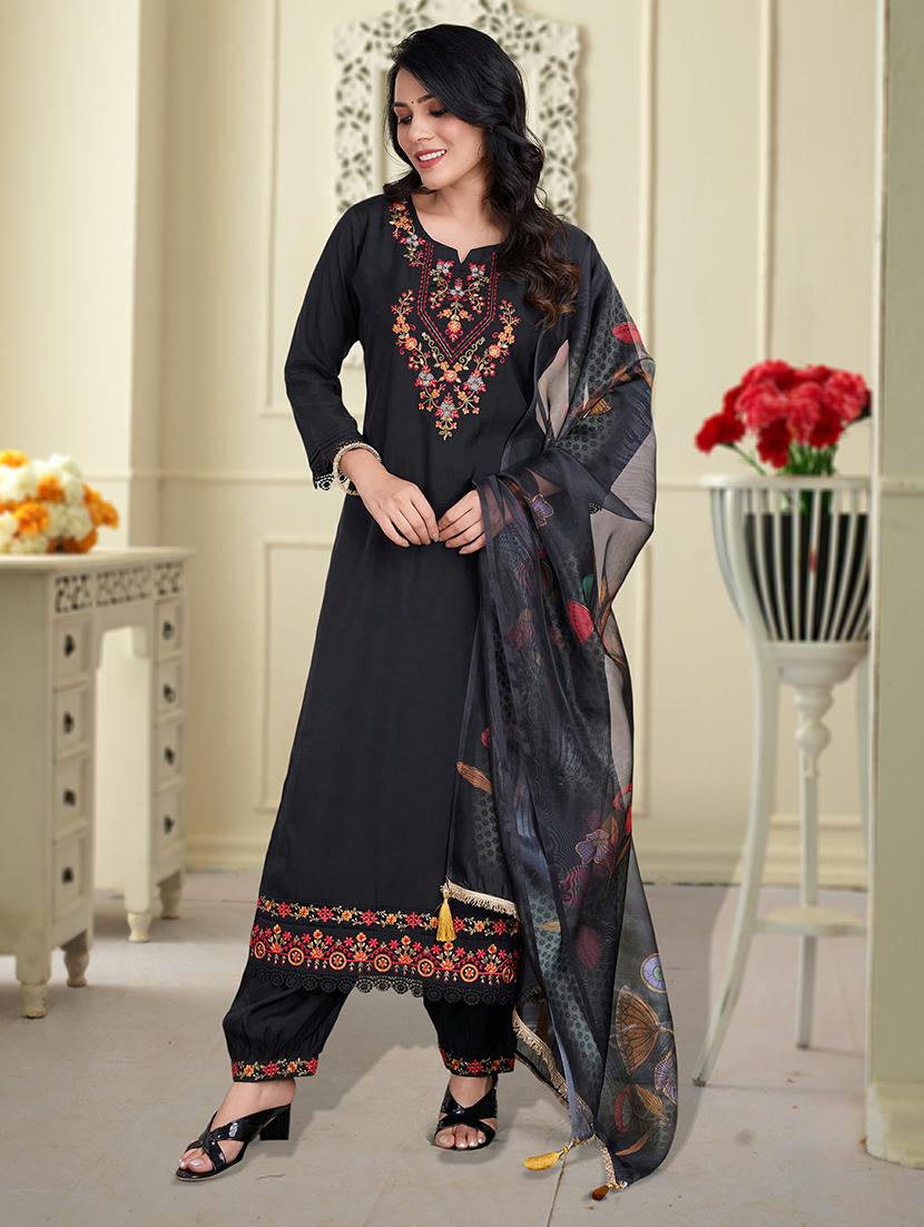 women three quarter sleeve kurta salwar with dupatta set - 21948536 - Standard Image - 3