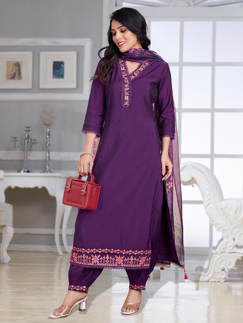 women three quarter sleeve kurta salwar with dupatta set - 21948538 -  Zoom Image - 0