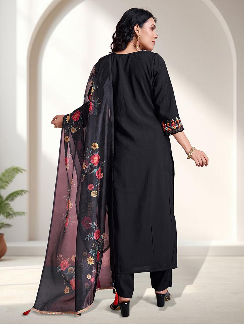 women three quarter sleeve kurta pant with dupatta set - 21948541 - Standard Image - 5