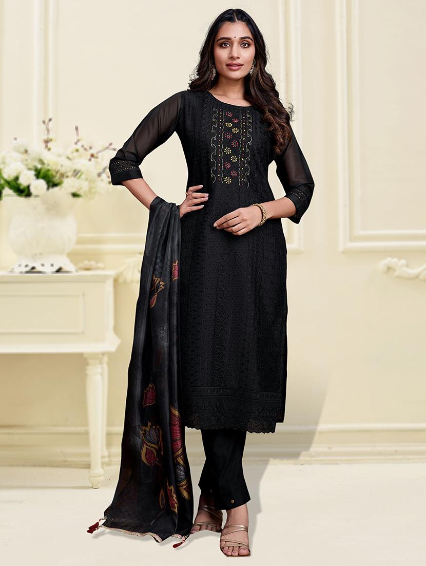 women three quarter sleeve kurta pant with dupatta set