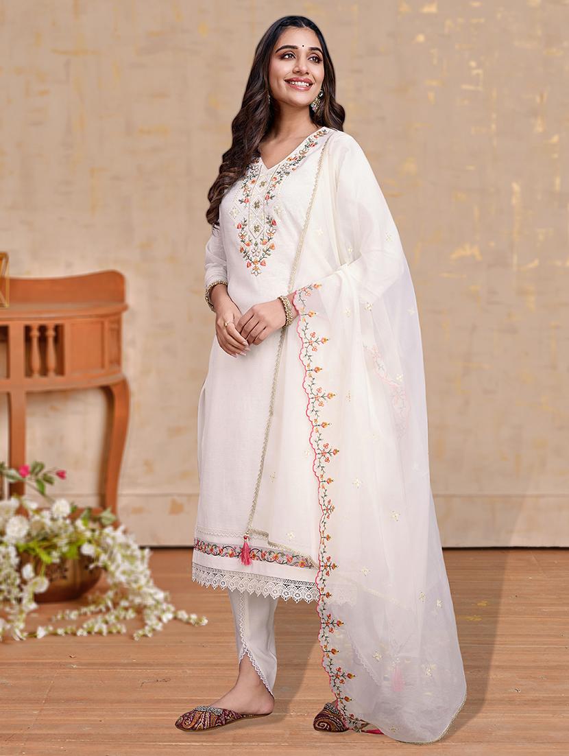 women three quarter sleeve dhoti kurta with dupatta set - 21948551 - Standard Image - 3