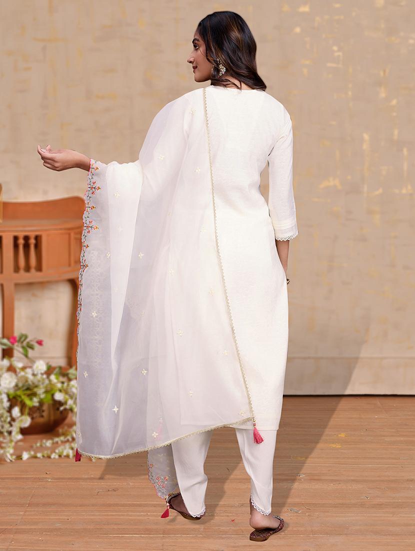 women three quarter sleeve dhoti kurta with dupatta set - 21948551 - Standard Image - 5