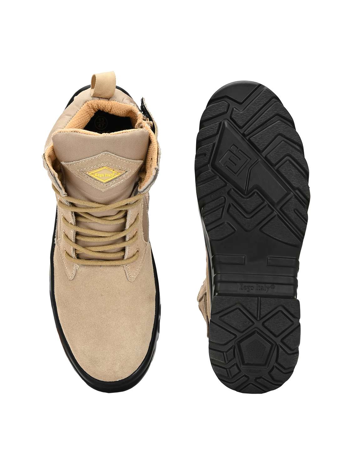 men beige lace up hiking boot - 21948556 -  Standard Image - 5