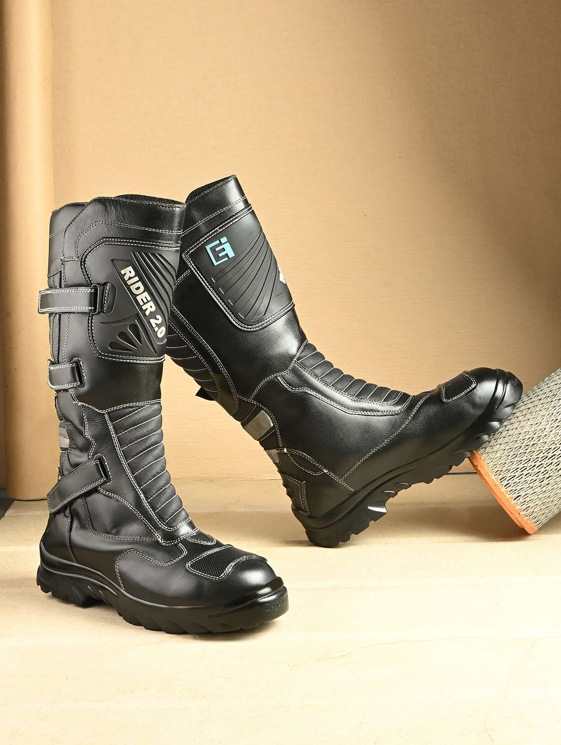 men black lace up calf boot