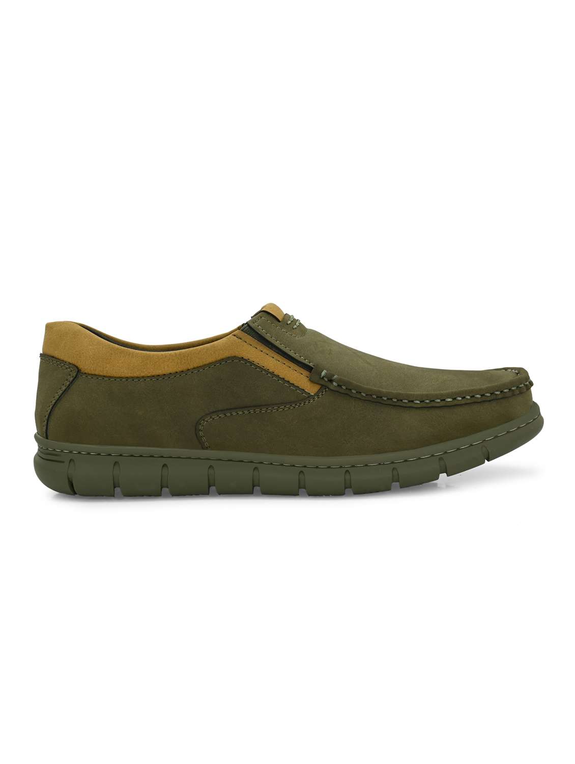 men olive solid boat shoe - 21948578 -  Standard Image - 3