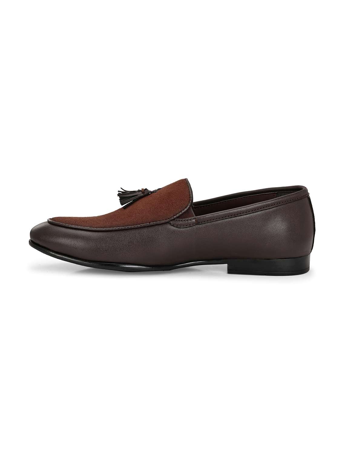 men's brown tasselled synthetic leather loafers - 21948586 - Standard Image - 3
