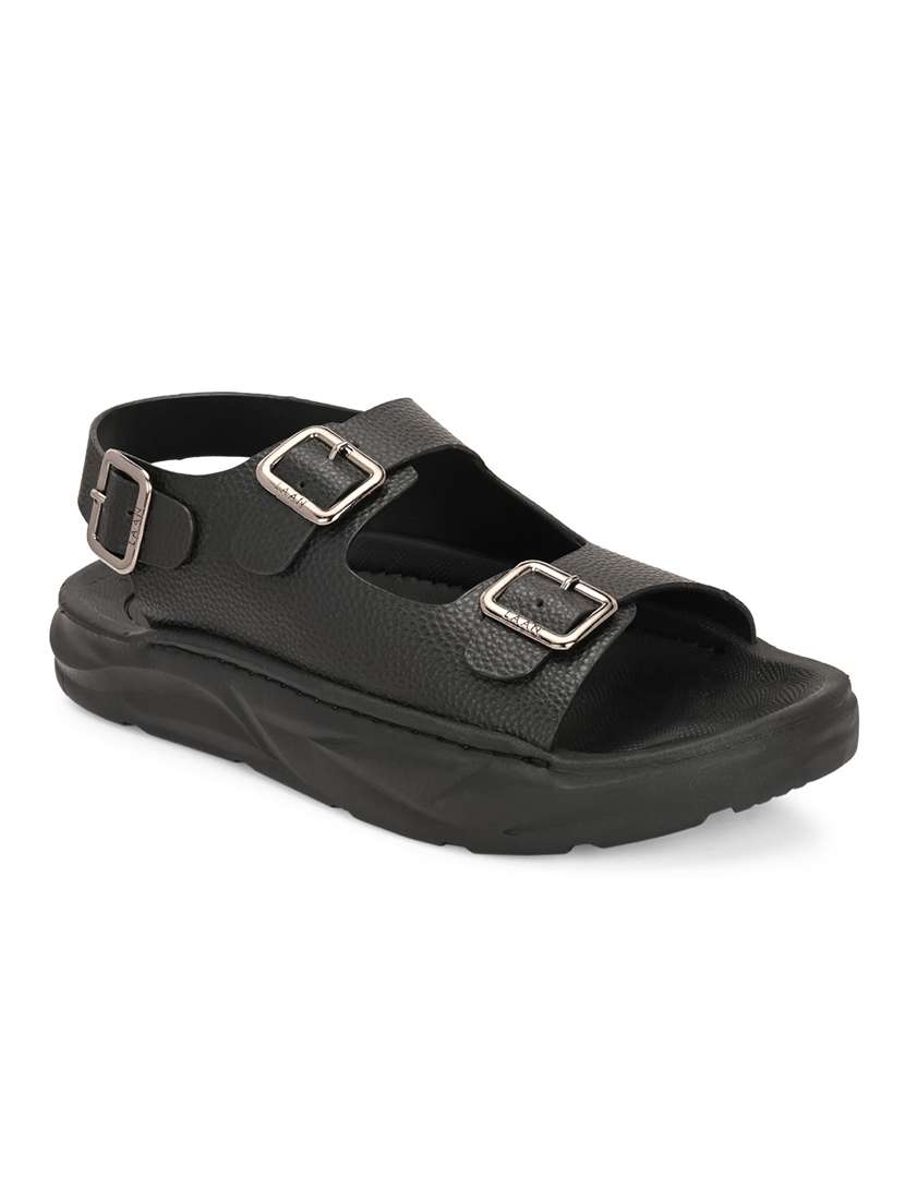 men black back strap sandal - 21948602 -  Standard Image - 3