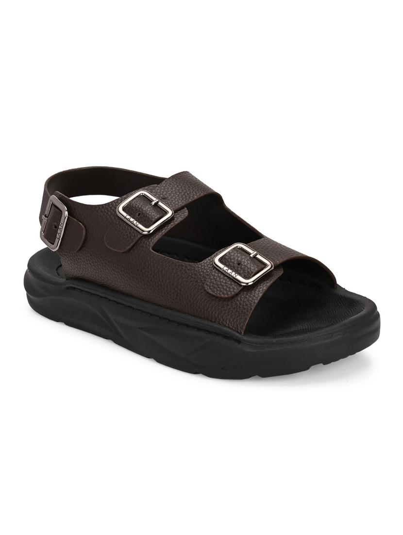 men brown back strap sandal - 21948604 - Standard Image - 3