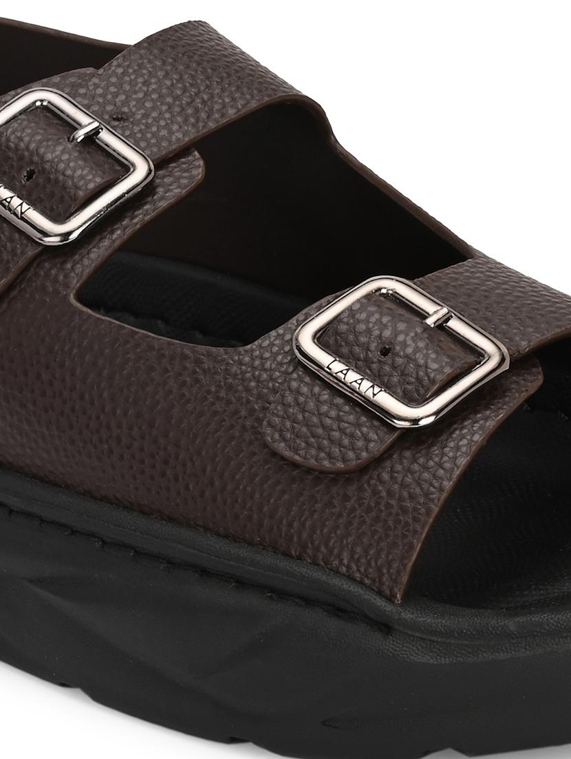 men brown back strap sandal - 21948604 - Standard Image - 5