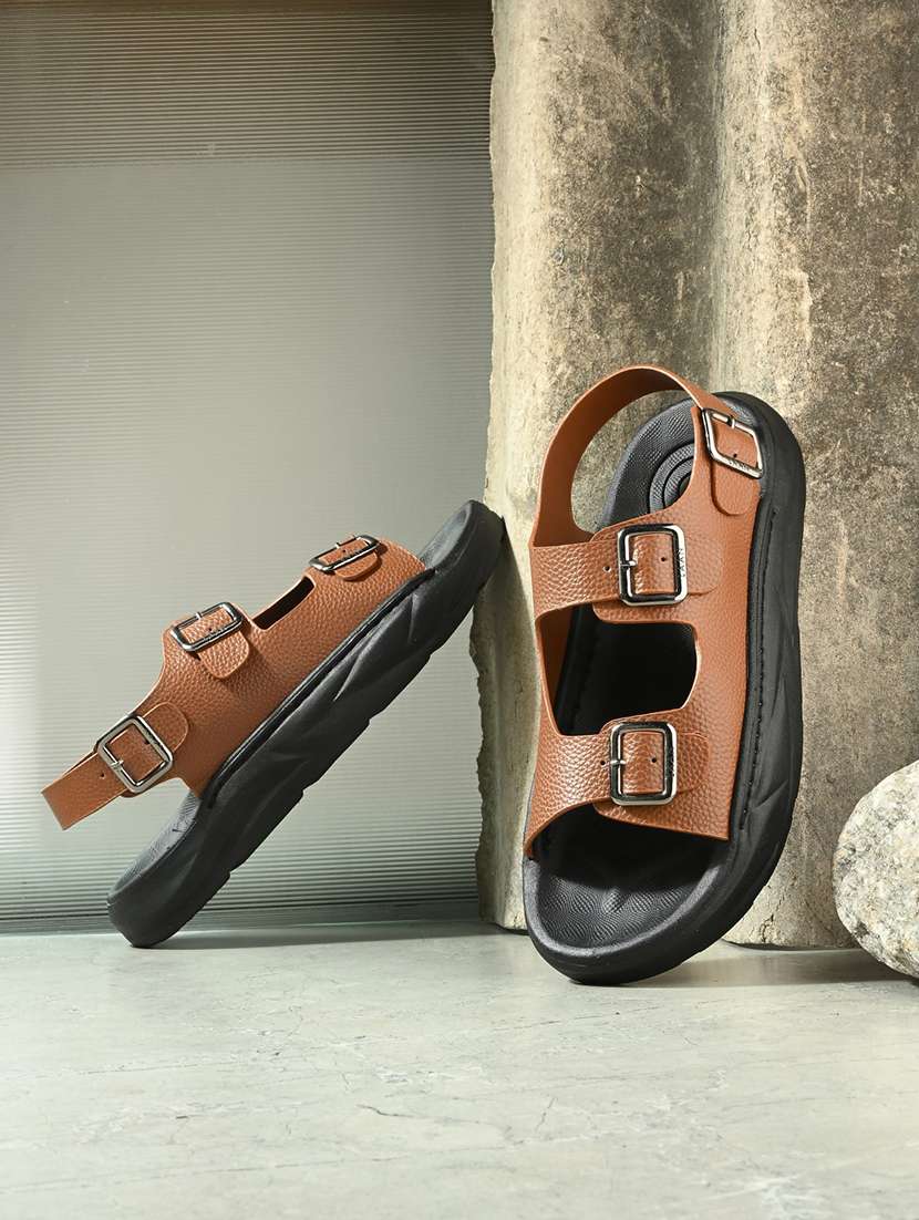 men tan back strap sandal