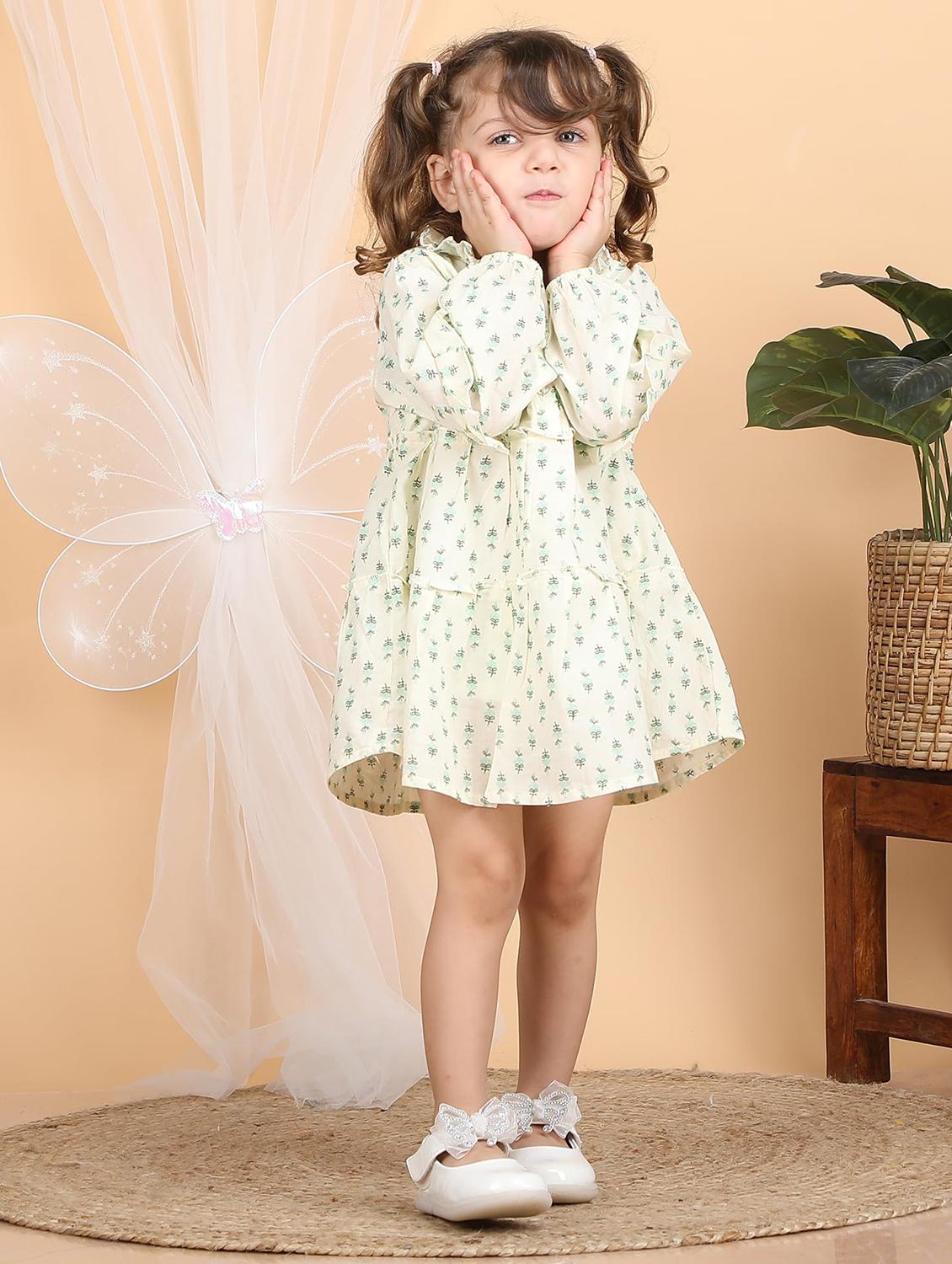 kids neo mint floral printed round neck frock - 21948631 - Zoom Image - 0