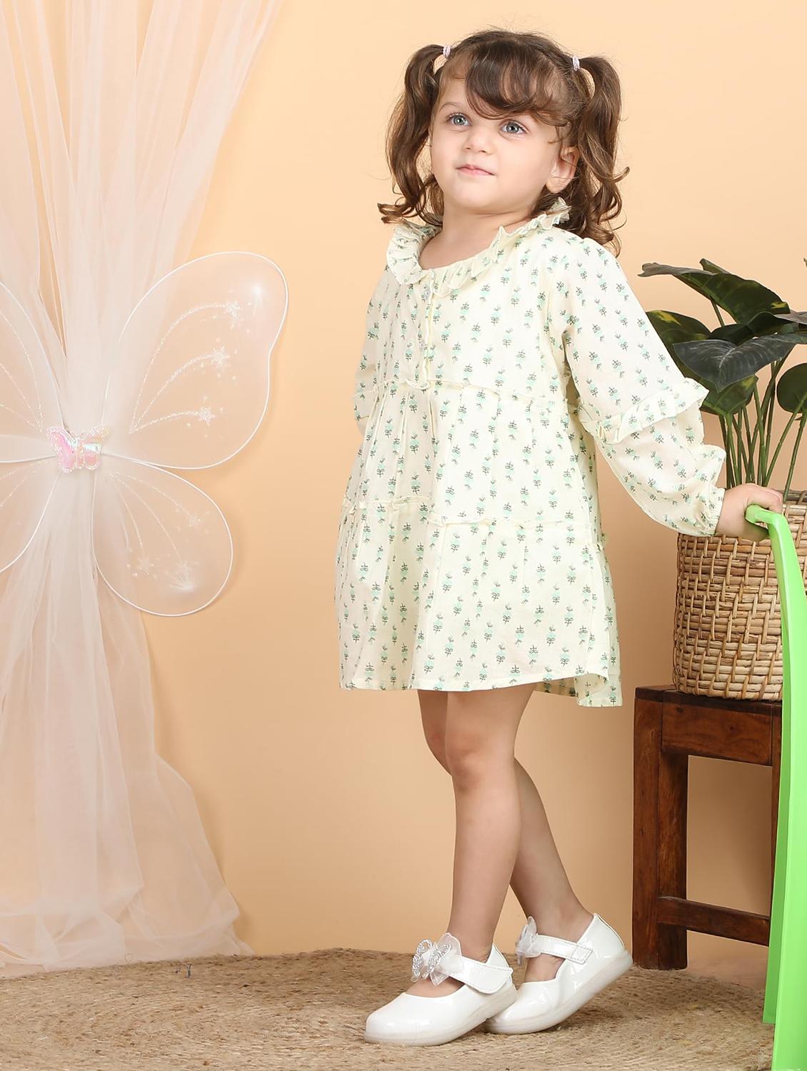 kids neo mint floral printed round neck frock - 21948631 - Standard Image - 3