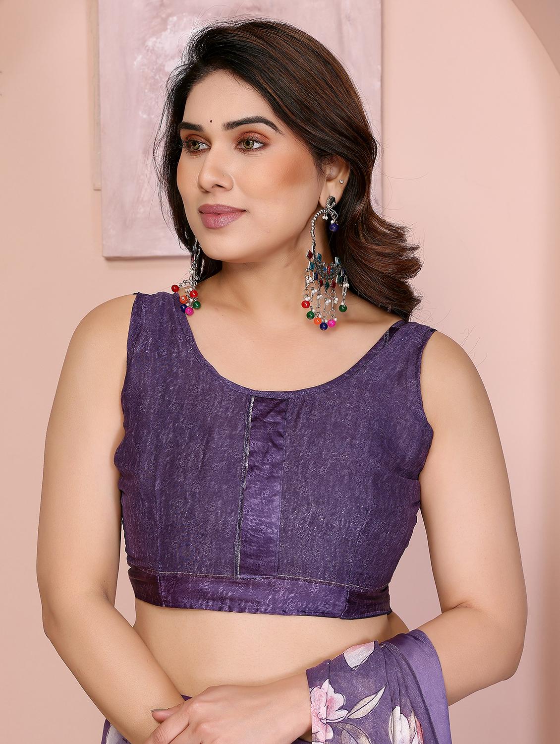 women floral printed saree with blouse - 21948640 - Standard Image - 5