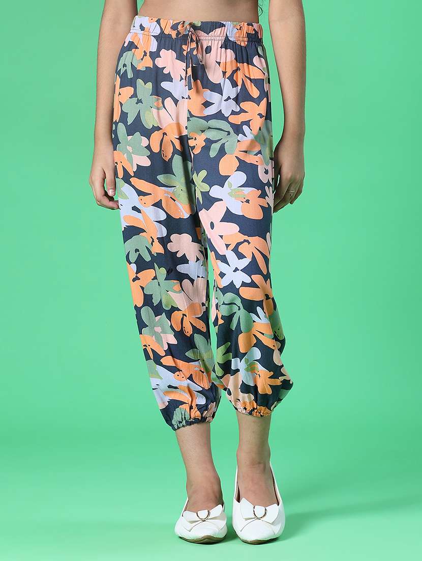 girls navy blue cotton palazzo trouser