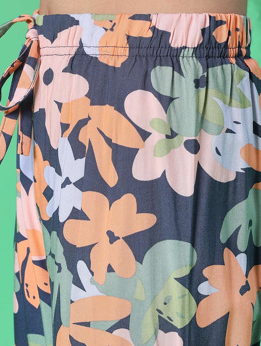 girls navy blue cotton palazzo trouser - 21948665 -  Standard Image - 5