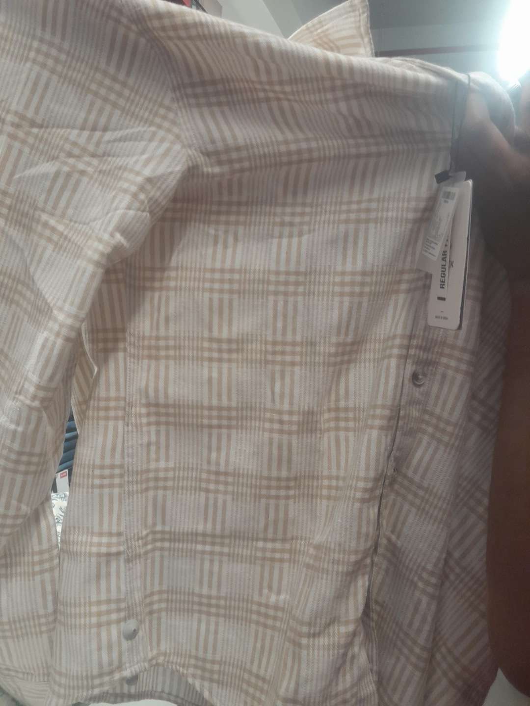 khaki dobby casual shirt - 21948687 -  Zoom Image - 0