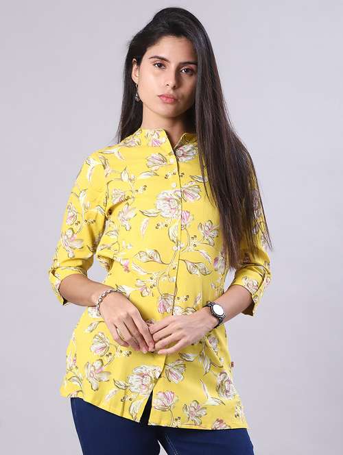 women printed three quarter sleeve kurti - 21948745 -  Standard Image - 0