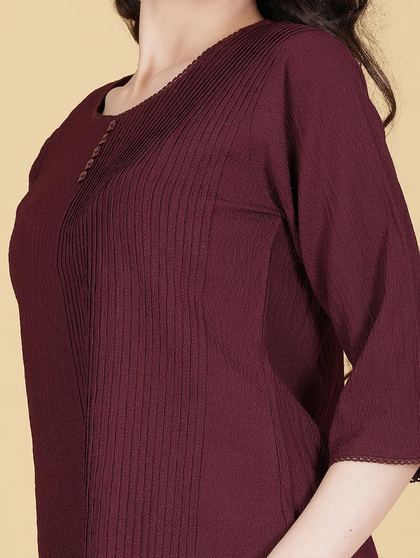 women solid three quarter sleeve regular top - 21948766 - Standard Image - 5