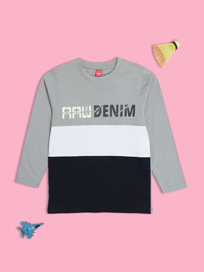 boys grey cotton blend t-shirt