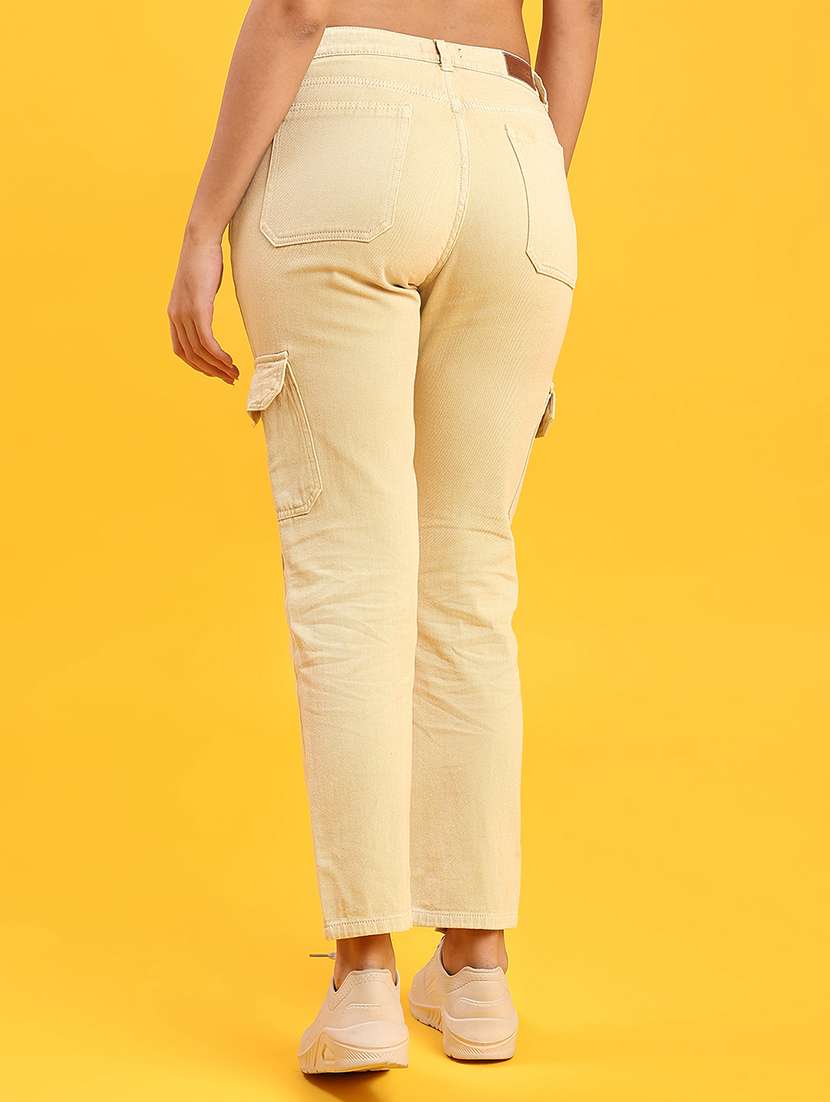 women solid mid rise cargo - 21948781 -  Standard Image - 3