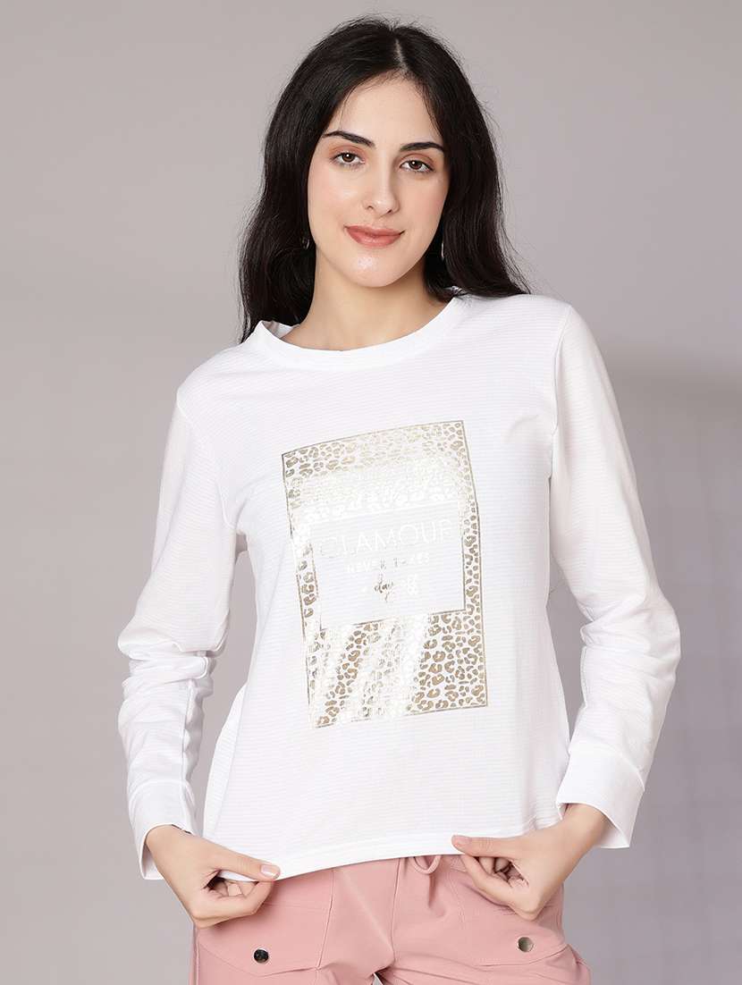 women front print long sleeve t-shirt