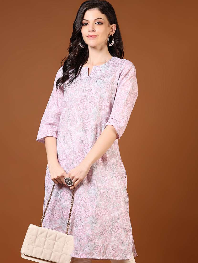 women three quarter sleeve straight kurta