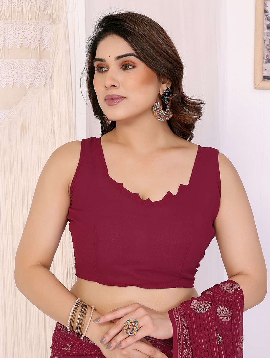 women foil printed saree with blouse - 21949144 -  Standard Image - 5