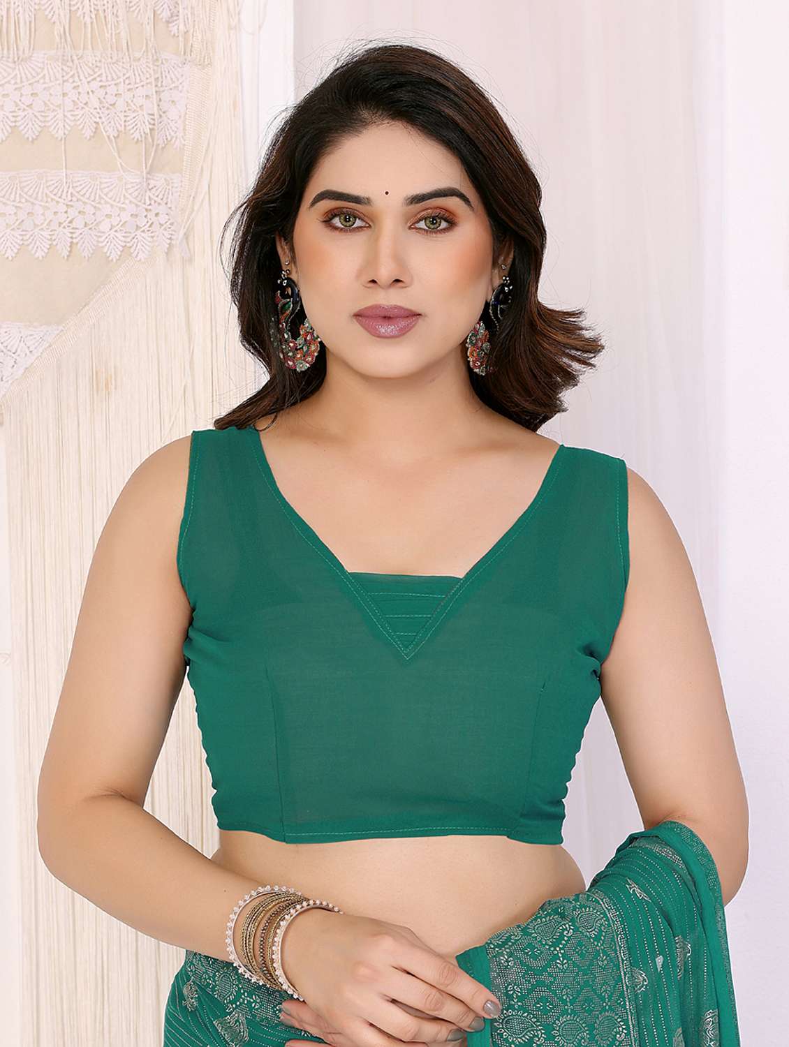 women foil printed saree with blouse - 21949146 -  Standard Image - 3