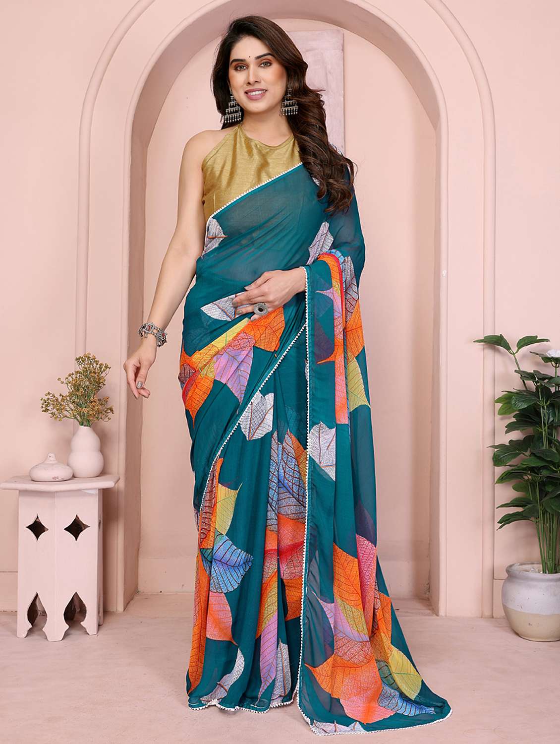 women printed casual wear saree with blouse - 21949152 -  Zoom Image - 0