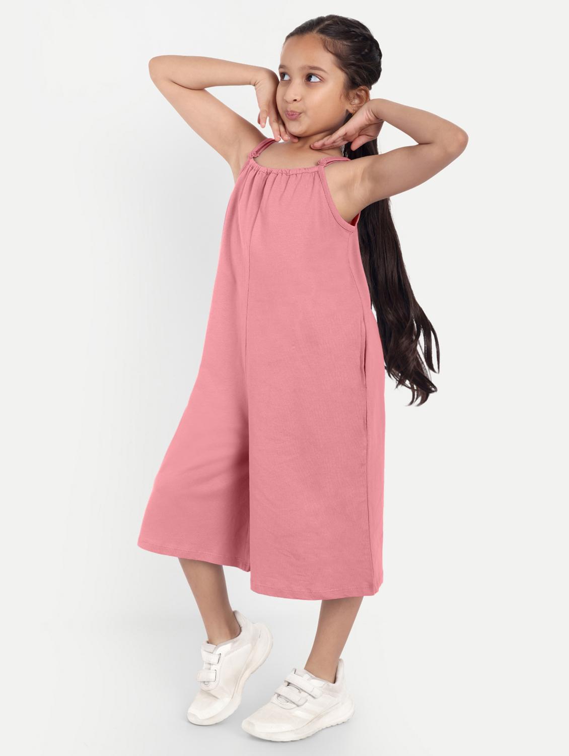girls pink solid sleeveless jump suit - 21949156 - Standard Image - 5