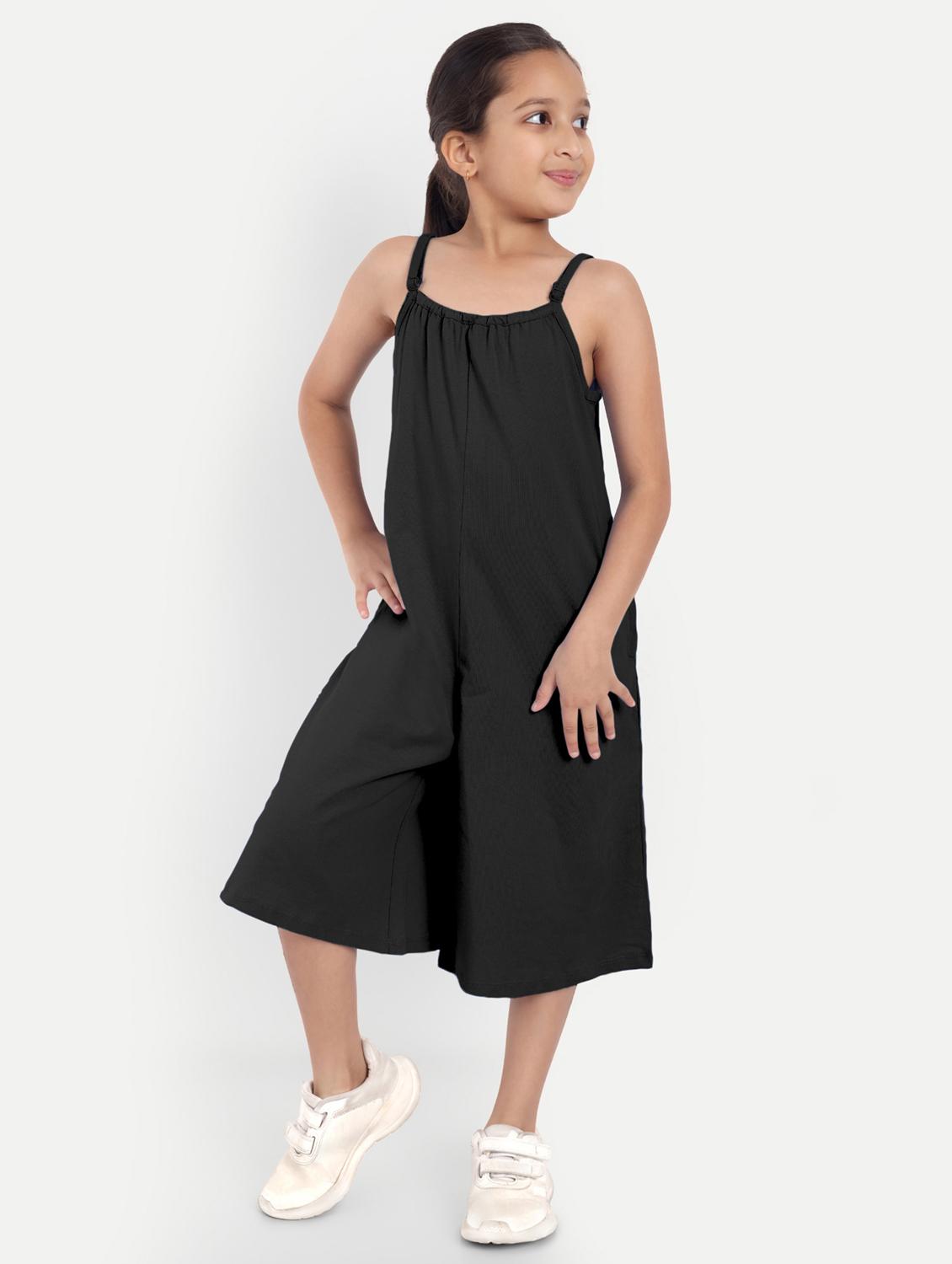 girls black solid sleeveless jump suit - 21949157 - Standard Image - 5