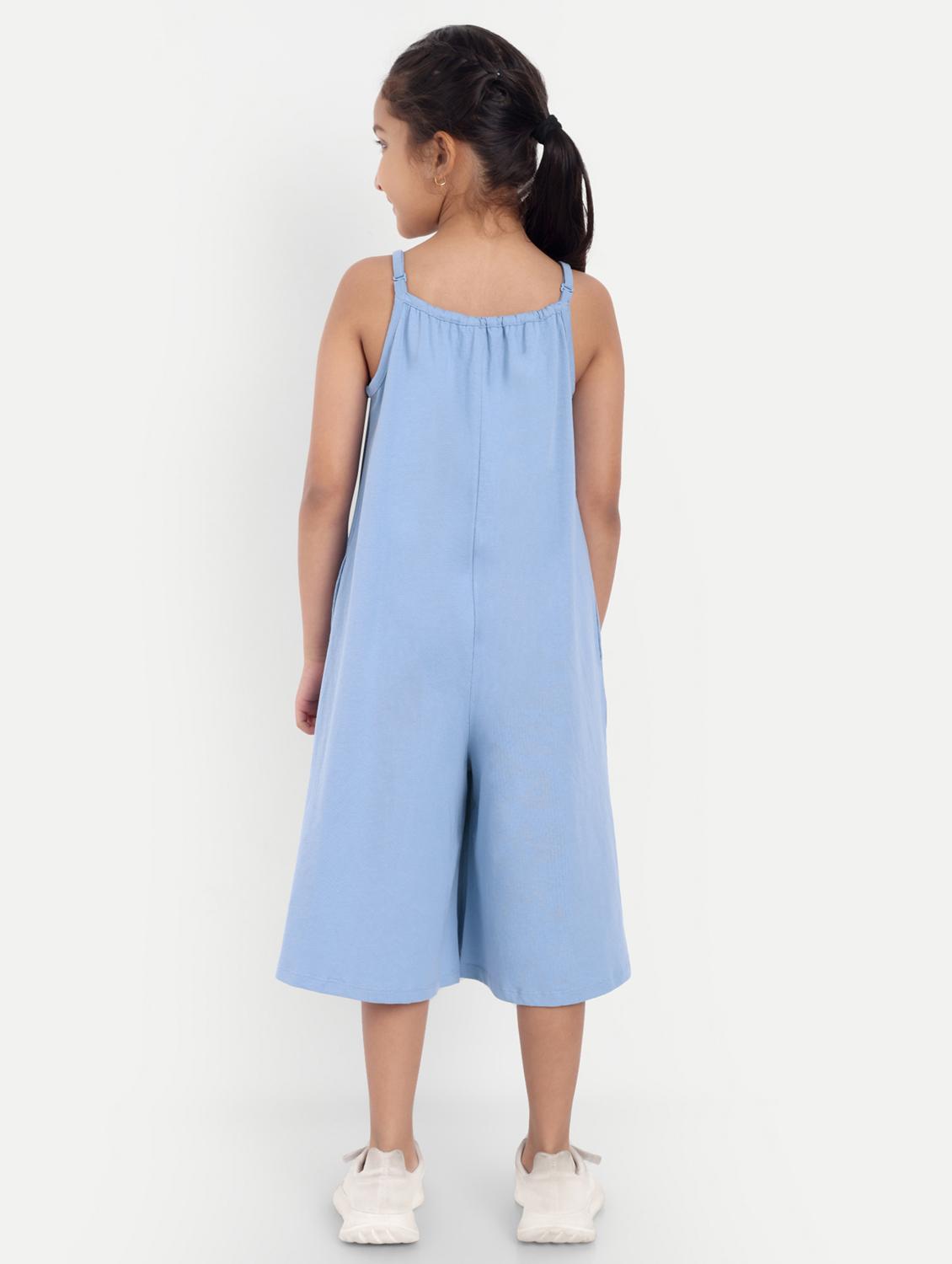 girls light blue solid full length jumpsuit - 21949158 - Standard Image - 3