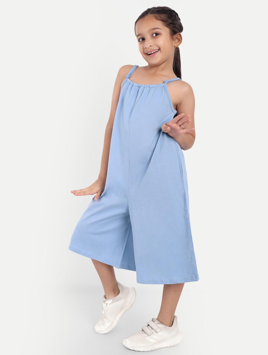 girls light blue solid full length jumpsuit - 21949158 - Standard Image - 5