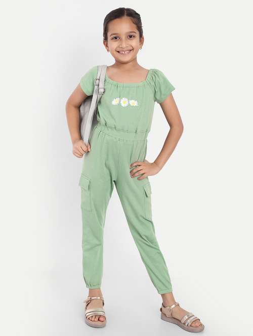 girls neo mint floral embroidered full length jumpsuit  - 21949159 -  Standard Image - 0