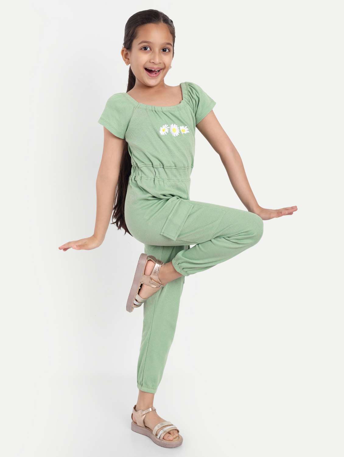 girls neo mint floral embroidered full length jumpsuit  - 21949159 -  Standard Image - 3