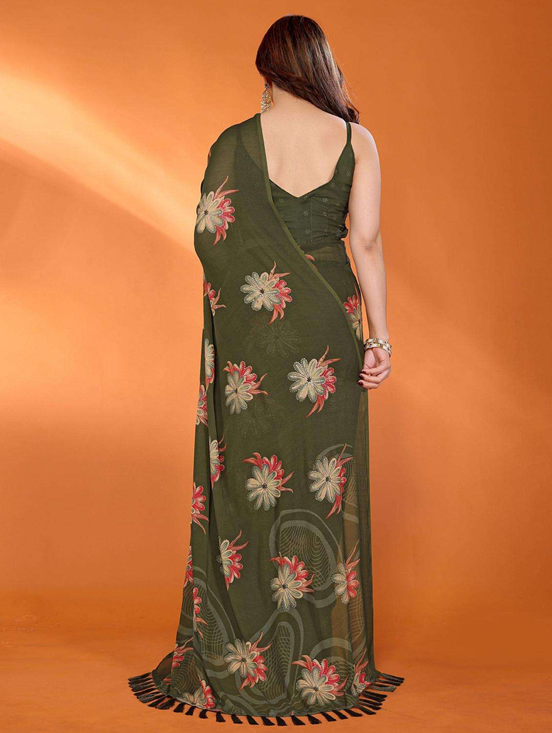 women printed casual wear saree with blouse - 21949164 -  Standard Image - 3