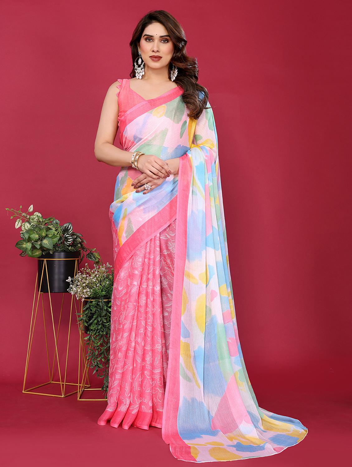 women printed half & half saree with blouse - 21949176 - Zoom Image - 0
